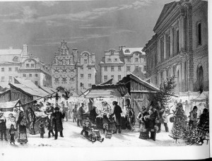 Kerstmarkt op Stortorget in 1874
